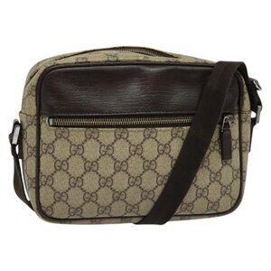 Authentic GUCCI GG Supreme Shoulder Bag PVC Beige Gold 114291